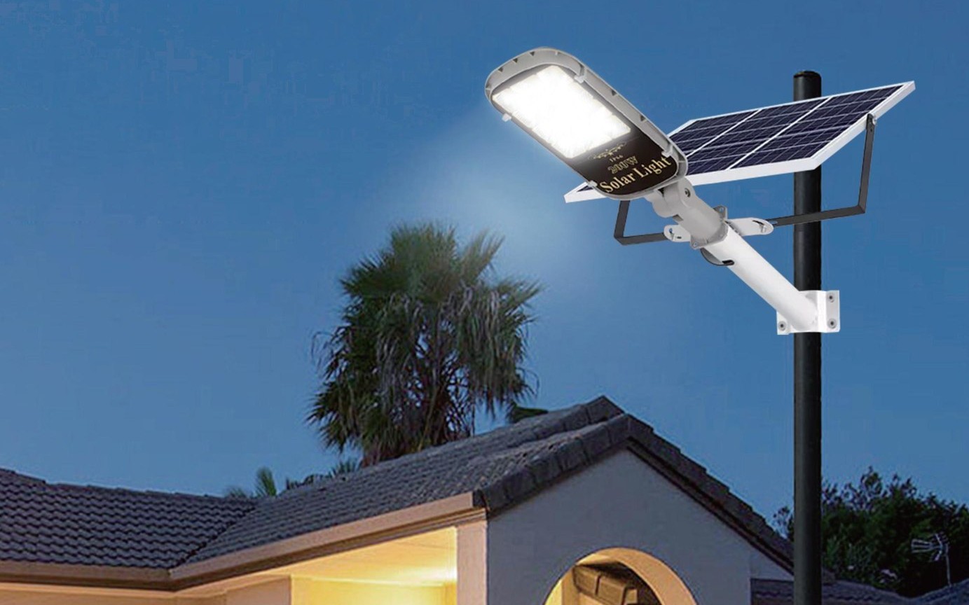 GOFA solar area lighting over a public plaza